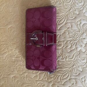 SOLD Coach Magenta Wallet with Silver Buckle